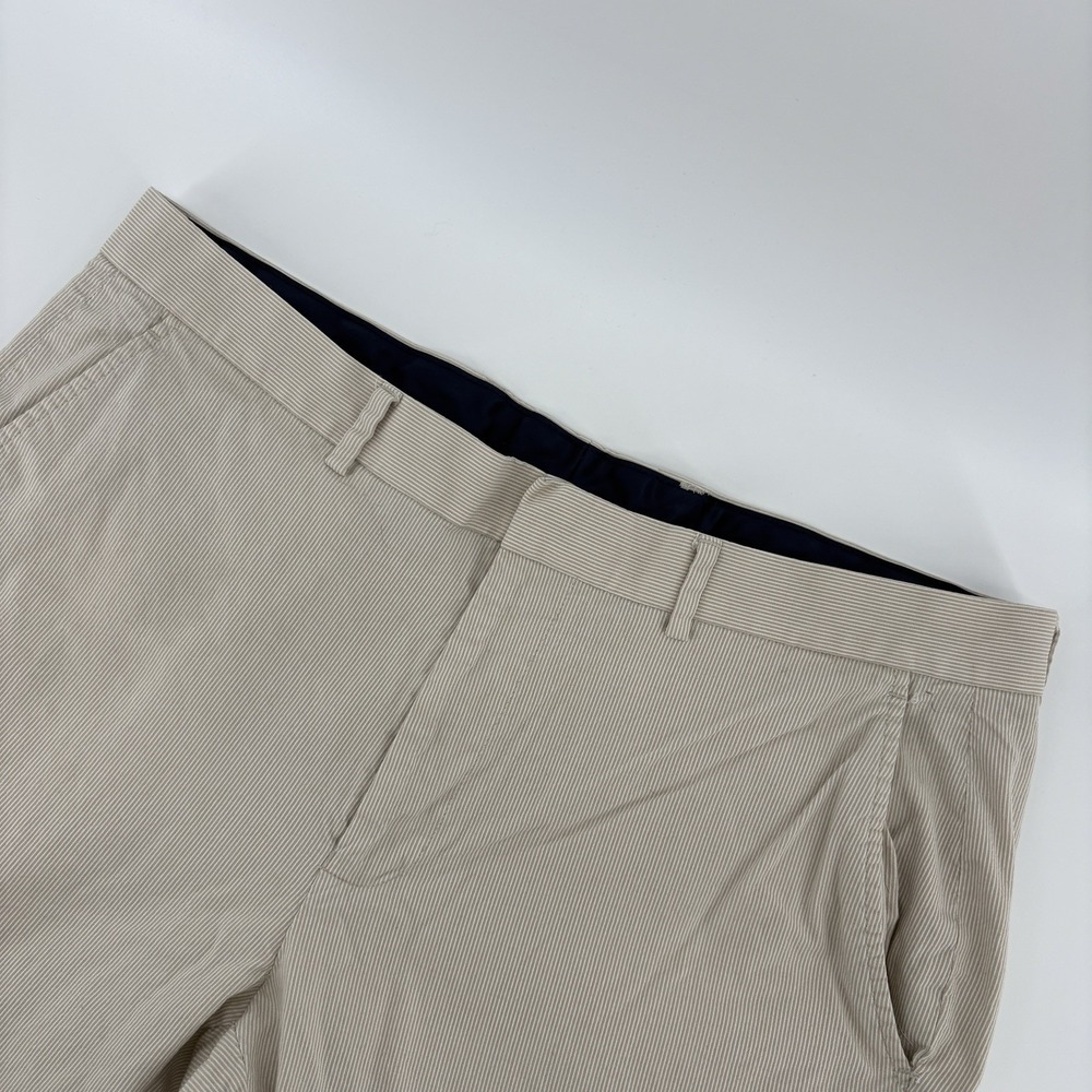 Nautica Men's Khaki  Flat Front Stretch Dress Pants 38x30 Poly Blend Chinos